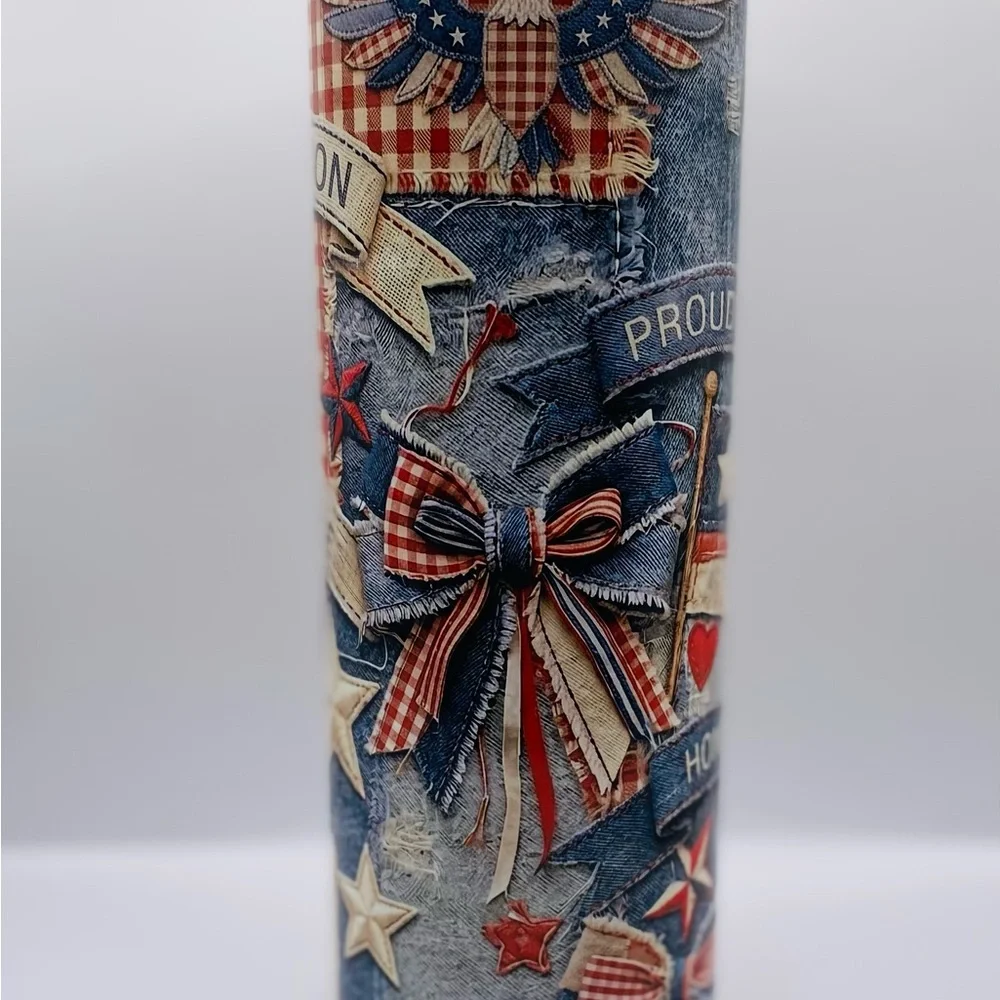 Patriotic 'Proud to Serve' Decorative Tumbler - Blue/Red